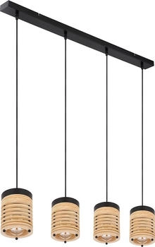 ETC Shop Hängeleuchte, Metall, MDF, braun, 4 Flammig, H 120 cm