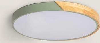 LEDKIA LIGHTING LED-Deckenleuchte 36W Rund Holz Ø500 CCT Wählbar Semi-Dari Grün