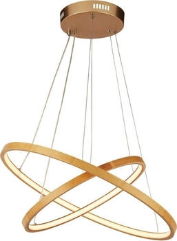 Licht-Erlebnisse Pendelleuchte LED Metall Holz Ø 50 cm rund 125 cm in Gold Natur 2700 K warmweiß 276 lm Modern