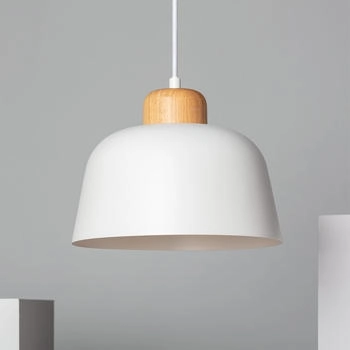 LEDKIA LIGHTING Pendelleuchte aus Metall und Holz Wawak Weiß