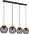 ETC Shop Hängeleuchte, Käfig-Design, Holz, natur, schwarz, H 120 cm