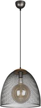 ETC Shop Pendelleuchte, Gitteroptik, Holz, silber, H 150 cm
