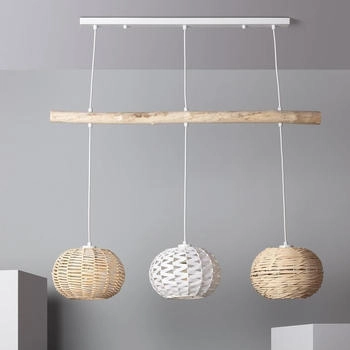 LEDKIA LIGHTING Pendelleuchte aus Rattan und Holz Linfen Natürlich