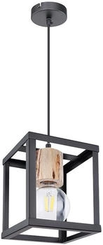 ETC Shop Hängeleuchte, Industrial, Metall Holz, schwarz, H 120 cm