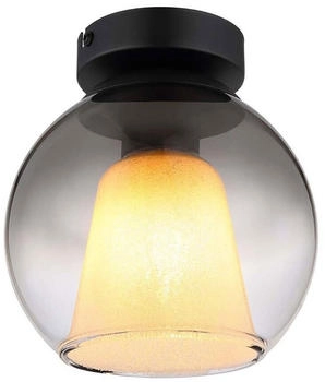 Globo Deckenleuchte, Kristalle klar, Rauchglas, schwarz, D 18 cm
