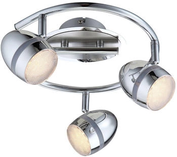 ETC Shop Deckenlampe 3 Strahler Spotrondell Modern Deckenleuchte Spots verstellbar, chrom Metall, 3x LED 3W 220Lm warmweiß, DxH 35x18 cm (etc56212-3)