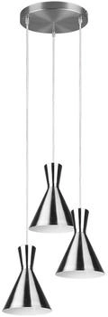 ETC Shop Pendellampe Hängeleuchte Wohnzimmerleuchte Esszimmerlampe Deckenleuchte, Metall nickel-matt, 3 Flammig E27, H 150 cm