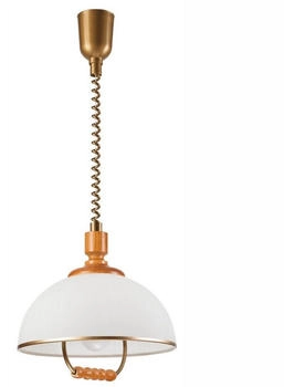 Licht-Erlebnisse Pendelleuchte TAVEM, ohne Leuchtmittel, Glas Holz H: max. 64 cm Ø 30 cm rund in Bronze Weiß Kiefer E27 (121703)