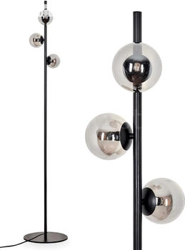 Hofstein Garaguso Stehlampe aus Metall/Glas in Schwarz/Rauchfarben
