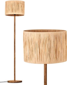 Hofstein Mila moderne Stehlampe aus Holz/Bast in Naturfarben, Höhe 165 cm