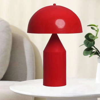 Bamyum Lipeo Tischlampe Grün 30cm, Pilz Lampe, Metall Lamp, Rot - rot Metall