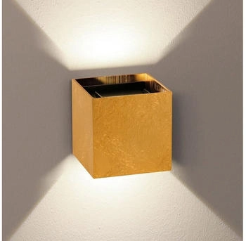 s'luce s.luce Ixa LED High Power Wandlampe IP20 Dimmbare Wandleuchte Up und Down Light, Farbe Blattgold, Quadratisch