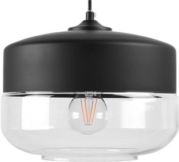 Beliani Industrielle Pendelleuchte doppelter Lampenschirm Glas/Metall schwarz Murray (63429)