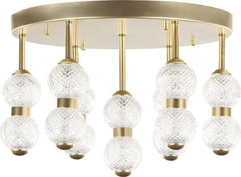 Beliani Deckenleuchte Metall / Glas gold mit integriertem LED-Licht modern edel Yowaka [EEK: E] (800000471780)