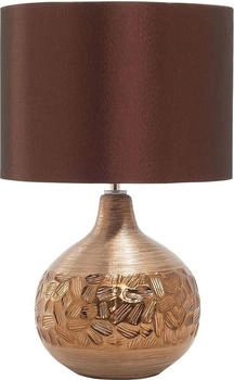 Beliani Tischlampe im orientalischen Stil Kunstseide/Metall braun/kupfer Yakima (43310)