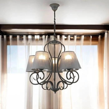 Licht-Erlebnisse Kronleuchter PURAHT, ohne Leuchtmittel, Pendelleuchte Pendelleuchte Stoff Landhausstil Hängelampe Esstisch