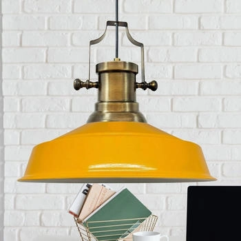 Bamyum Asletl Hängelampe Industrial aus Metall 41 cm, Küchenlampe Vintage E27, lampe Hängend Vintage, Pendelleuchte - Gelb