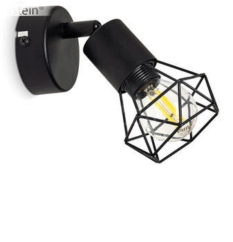 Hofstein Borio »Borio« verstellbare Vintage Wandlampe aus Metall in Schwarz