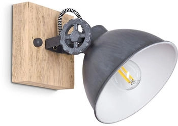 Hofstein Mot »Mot« Wandlampe aus Metall und Holz in Blau-Grau/Natur