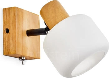 Hofstein Mantua verstellbare Wandlampe aus Holz/Metall/Glas in Natur/Schwarz/Weiß
