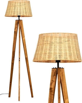 Hofstein Dello Stehlampe aus Holz/Metall/Rattan in Naturfarben/Schwarz