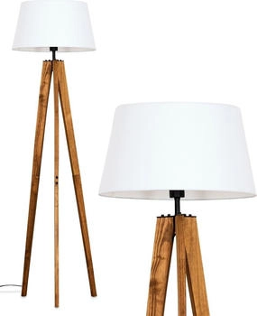 Hofstein Schiavonea Stehlampe aus Holz/Metall/Stoff in Naturfarben/Schwarz/Weiß