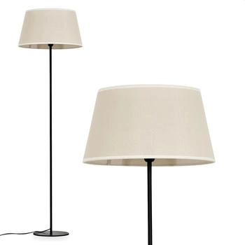 Hofstein Schiavonea Stehlampe aus Metall/Stoff in Schwarz/Beige/Weiß