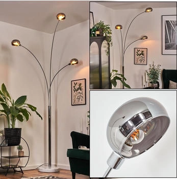 Hofstein Suio Stehlampe aus Metall in Weiß/Chrom/Rauch im Retro/Vintage-Design