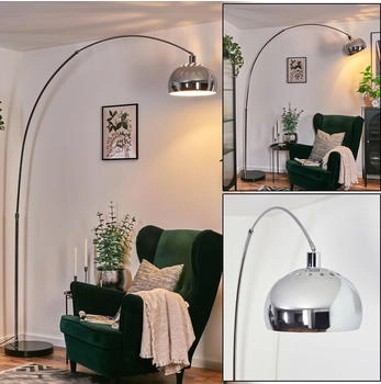 Hofstein Gavirate Stehlampe Metall in Schwarz/Chrom/Rauch/Weiß im Retro/Vintage-Design