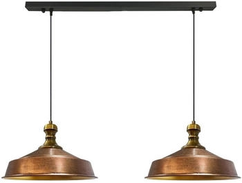Bamyum Pendelleuchte Asletl-Knob Hängelampe aus Metall 2 Flammige, E27, Kupferfarben Vintage Lampe