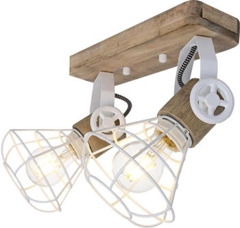 Steinhauer Wandleuchte Holz Gitter weiß 2 Flammig E27 [EEK: Nicht bewertet] (92088)