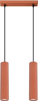 Sollux Hängelampe Pendelleuchte Hängeleuchte Deckenlampe Lampe Decke Aluminium 2 Flammig 30 x 6,5 x 16,5 cm Karbon Ockerrot (SLX1310)