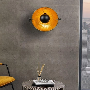Riess-Ambiente Invicta Interior Moderne Wandleuchte STUDIO schwarz gold Lampe Blattgold Optik Wandlampen Leuchte Wohnzimmer (35124)