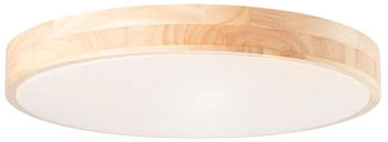 Lightbox Deckenleuchte, CCT - &uuml;ber Fernbedienung, LED fest integriert, warmwei&szlig; - kaltwei&szlig;, LED-Deckenlampe, 50 cm, 3800 lm, CCT, dimmbar, Holz hell/wei&szlig;