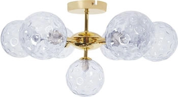 Beliani Deckenleuchte mit Kugel Glasschirmen blau / gold glamourös 7-flammig Anadyr (565911)