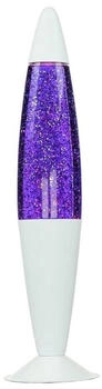 Licht-Erlebnisse Lavalampe JENNY, Tischlampe Violett Glitter Weiß funkelnd 42 cm Retro Tischleuchte, Energieeffizienzklasse G (März 2021) (43429)