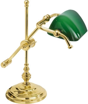 Licht-Erlebnisse Tischleuchte LAMPADE MINISTERO, ohne Leuchtmittel, Premium Bankerlampe Jugendstil Echt-Messing Gold 24 Karat E14 (17940)