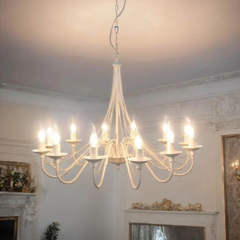 Licht-Erlebnisse Kronleuchter ROSABELLA, ohne Leuchtmittel, Weißer Pendelleuchte Metall rustikal Esszimmer Hängeleuchte Lampe