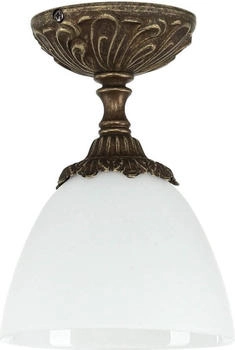 Licht-Erlebnisse Deckenleuchte BEATRICE, ohne Leuchtmittel, Jugendstil Deckenlampe Messing Glas Weiß Bronze Antik Lampe (GB PLA0606 OAS)