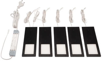 L&S Anbauleuchte PLANAR 5er Set Neutralweiß Aluminiumgehäuse schwarz-seidenmatt (5995446)
