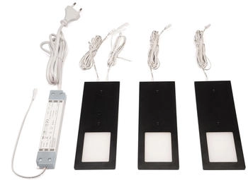 L&S Unterschrankleuchte Anbauleuchte PLANAR 3er Set Neutralweiß Aluminium schwarz-seidenmatt (5995442)