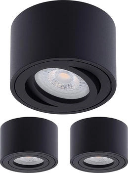 Oktaplex 3er Set Oktaplex Aufbaustrahler Alu flach & schwenkbar dimmbar inkl. LED Modul 3000K warmweiß - Aufbauspot schwarz (3x17096.3K)