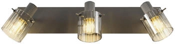 casa NOVA RONJA Strahler Deckenlampe 3-flammig Grau Metall Rauchglas B 50 cm