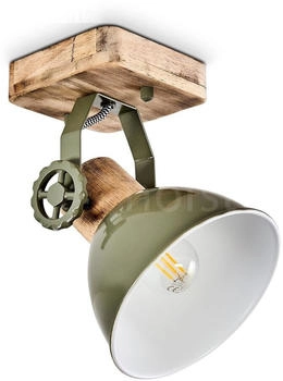 Hofstein Cotes »Cotes« verstellbare Wandlampe aus Metall/Holz in Grün/Weiß/Braun