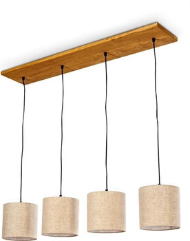 Hofstein Meolo »Meolo« Hängelampe aus Holz/Textil in Natur/Schwarz