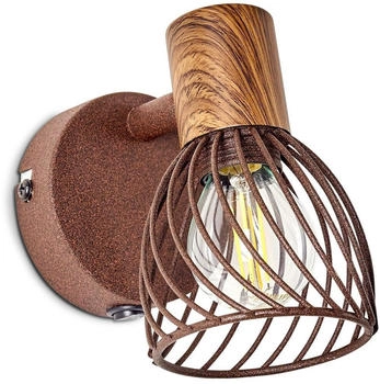 Hofstein Laccio »Laccio« verstellbare Wandlampe aus Metall/Holz in Rost/Braun