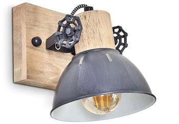 Hofstein Cotes »Cotes« verstellbare Wandlampe aus Metall/Holz in Grau/Weiß/Braun