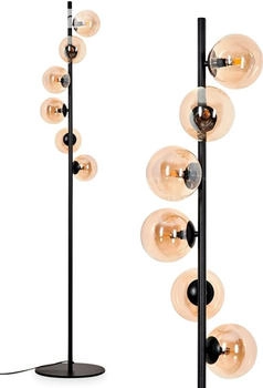 Hofstein Garaguso Stehlampe aus Metall/Glas in Schwarz/Bernsteinfarben