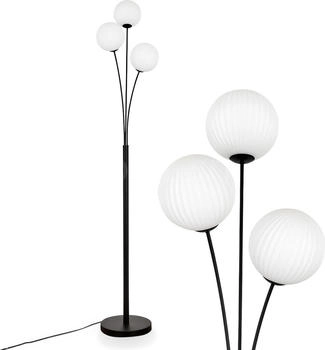 Hofstein Lerici Stehlampe aus Metall/Riffelglas in Schwarz/Weiß