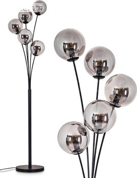 Hofstein Fossobiubo Stehlampe aus Metall/Glas in Schwarz/Rauchfarben
